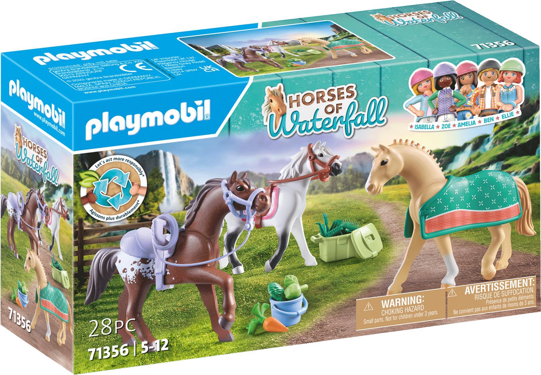 Playmobil Horses of Waterfall 3 Pferde: Morgan, Quarter Horse & Shagya Araber. Typ: Bauernhof, Empfohlenes Alter in Jahren (mind.): 5 Jahr(e), Empfohlenes Alter in Jahren (max.): 12 Jahr(e), Produktfarbe: Mehrfarbig (71356)