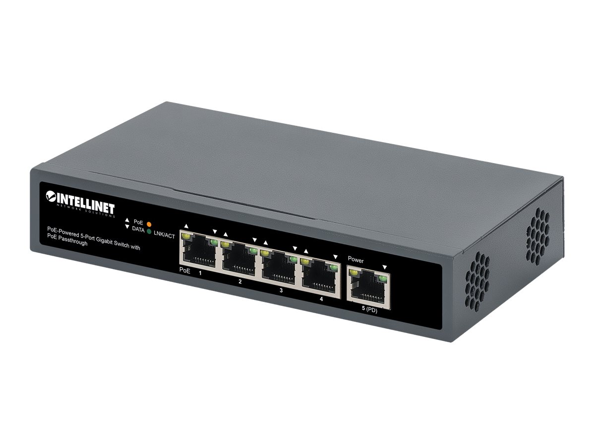Intellinet 561808 4-Port Gigabit PoE+ Switch mit PoE-Passthrough Schwarz