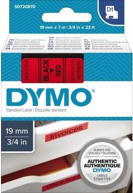 DYMO D1 Etikettenband 19 mm x 7 m Schwarz auf Rot