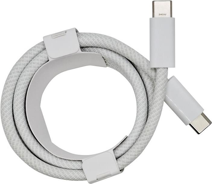 PowerRay Daten- und Ladekabel Typ C auf Typ C, 240 W, Nylon ummantelt, 2m, white, Bulk (4260357351163)