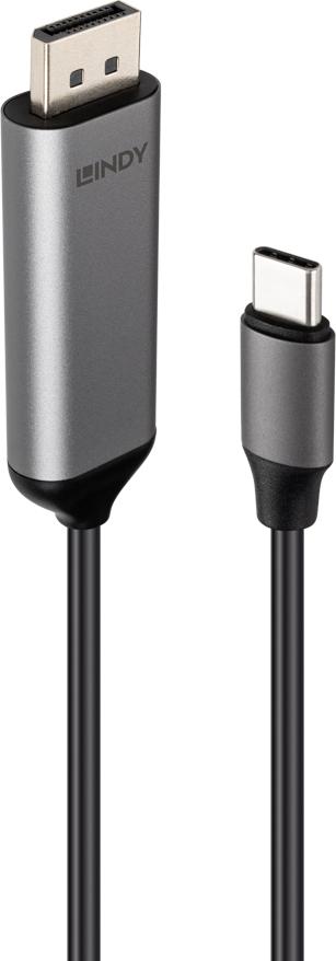 Lindy 2m Bi-Directional USB Type C To DisplayPort 8K60Hz Cable (43504)