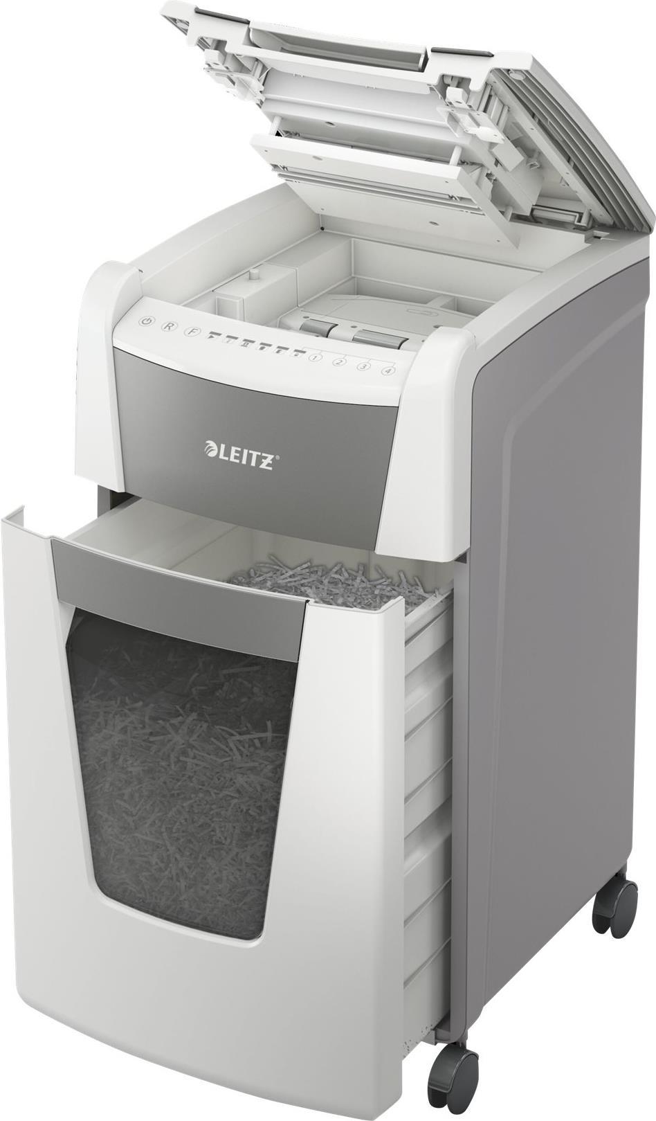 Leitz IQ AutoFeed Office 300 P4 Aktenvernichter Kreuzschnitt 300 Blatt Grau, Weiß