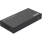 Microconnect MC-HDMISPLITTER0102-4K. Video Porttyp: HDMI, Stecker: HDMI. Maximale Auflösung: 3840 x 2160 Pixel, Produktfarbe: Schwarz, Gehäusematerial: Stahl. Breite: 90 mm, Tiefe: 44 mm, Höhe: 14 mm. Menge pro Packung: 1 Stück(e), Verpackungsbreite: 127 mm, Verpackungstiefe: 93 mm. Mitgelieferte Kabel: Leistung, Verpackungsinhalt: HDMI Splitter, Power cable, Manual and Rubber feet (MC-HDMISPLITTER0102-4K)