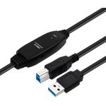 MicroConnect Active USB3.0 A-B 7m M-M Black USB 3.0 Cable (USB3.0AB7B)
