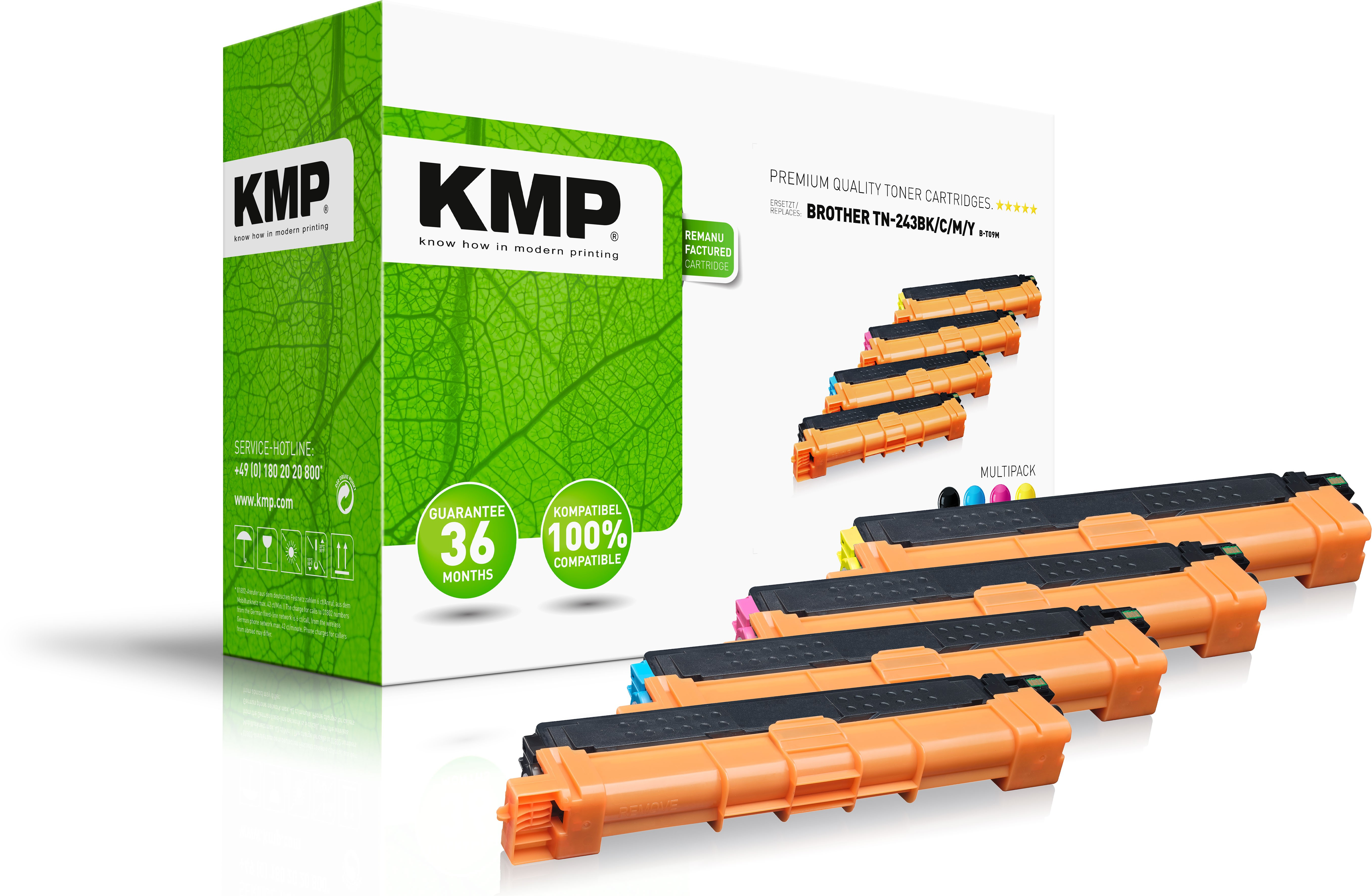 KMP Toner ersetzt Brother TN243BKCMY Schwarz, Cyan, Magenta, Gelb