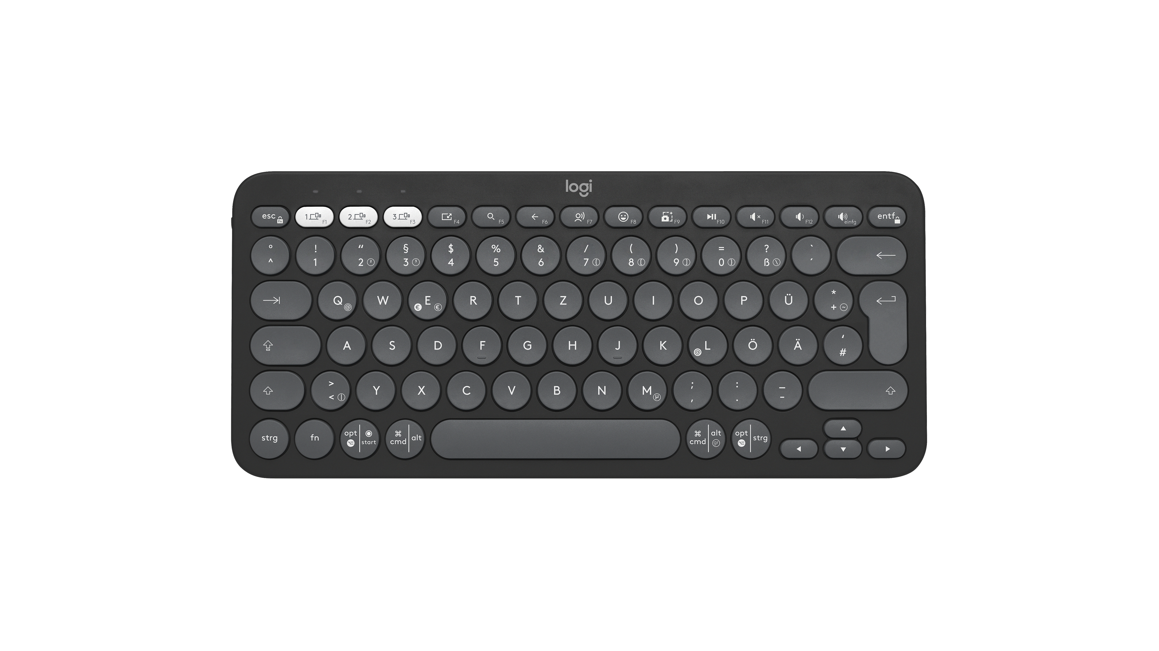 Logitech Pebble Keys 2 K380s Tastatur Bluetooth QWERTZ Tonales Graphit
