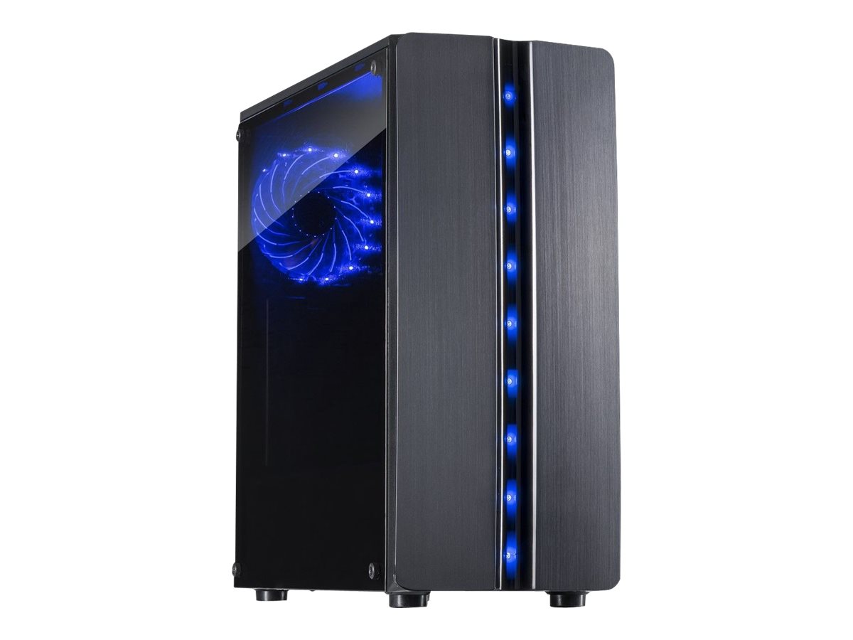 Inter-Tech Thunder Mini Tower Systemgehäuse mit 120 mm LED-Lüfter Schwarz, Blau