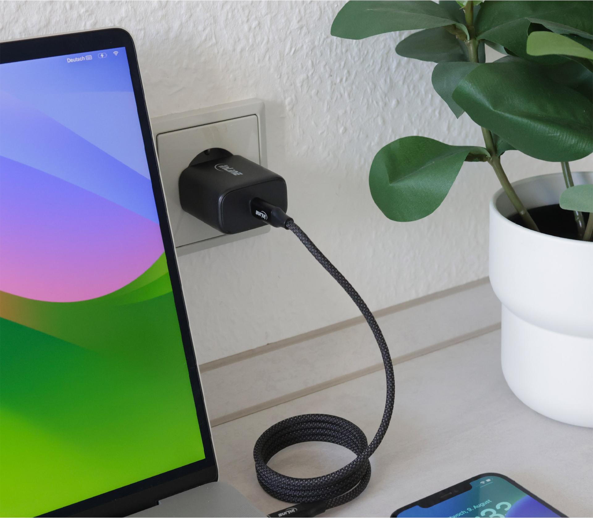 InLine USB-C Netzteil GaN Ladegerät 65W Power Delivery Schwarz
