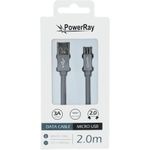 PowerRay Data Cable PR-DCUM200TGY, USB / MICRO USB, 2.0 m, Textile grey, Blister (PR-DCUM200TGY)