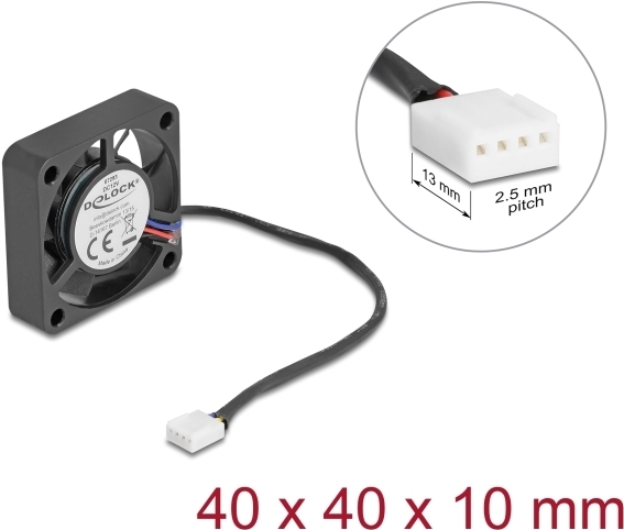 Delock Axiallüfter 12 V DC 40 x 40 10 mm schwarz (67293)