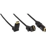 InLine® HDMI Kabel, High Speed HDMI® Cable with Ethernet, Stecker/Stecker, verg. Kontakte, schwarz, flexible Winkelstecker, 2m (17002W)