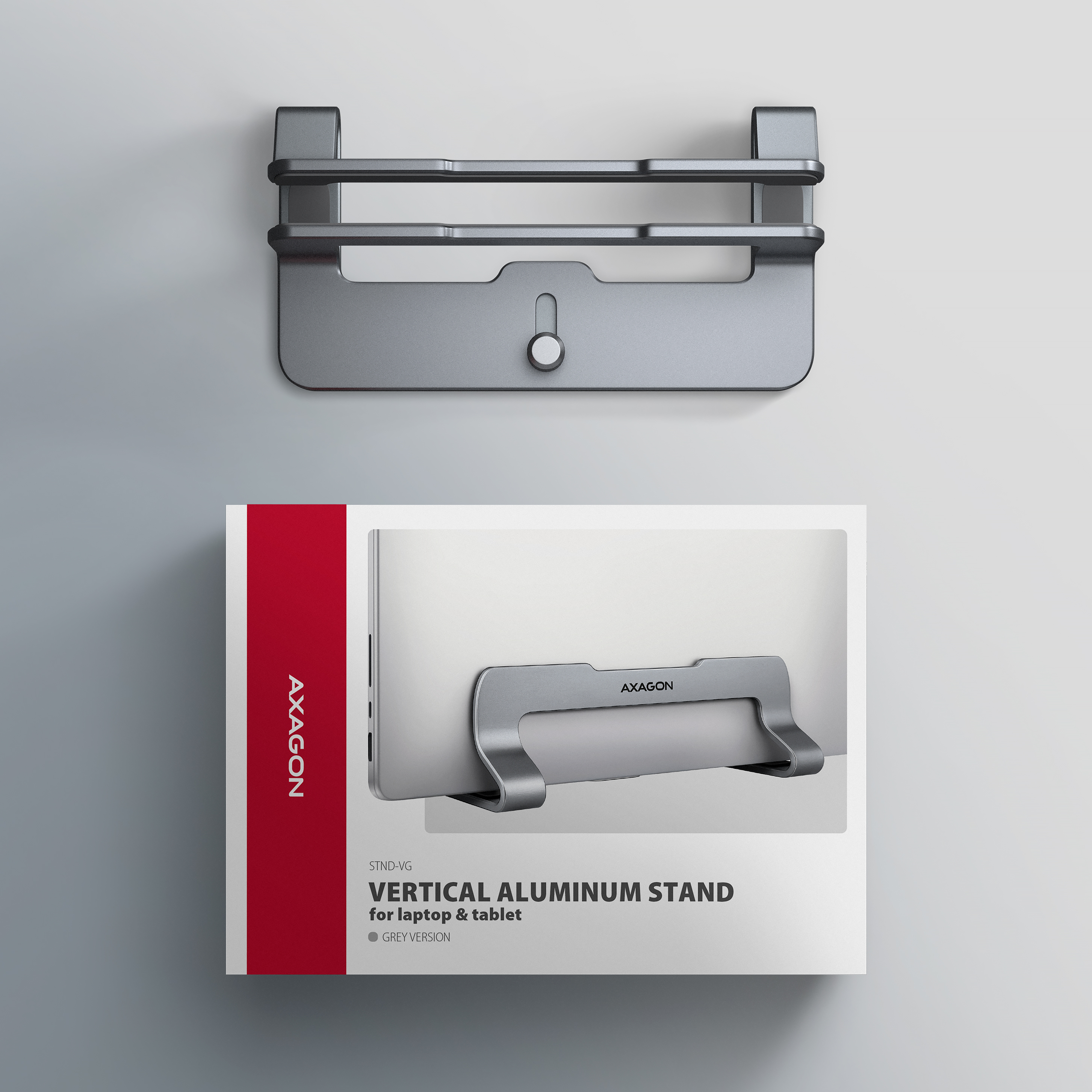 AXAGON STND-VG Vertikaler Laptop-Ständer Aluminium Grau