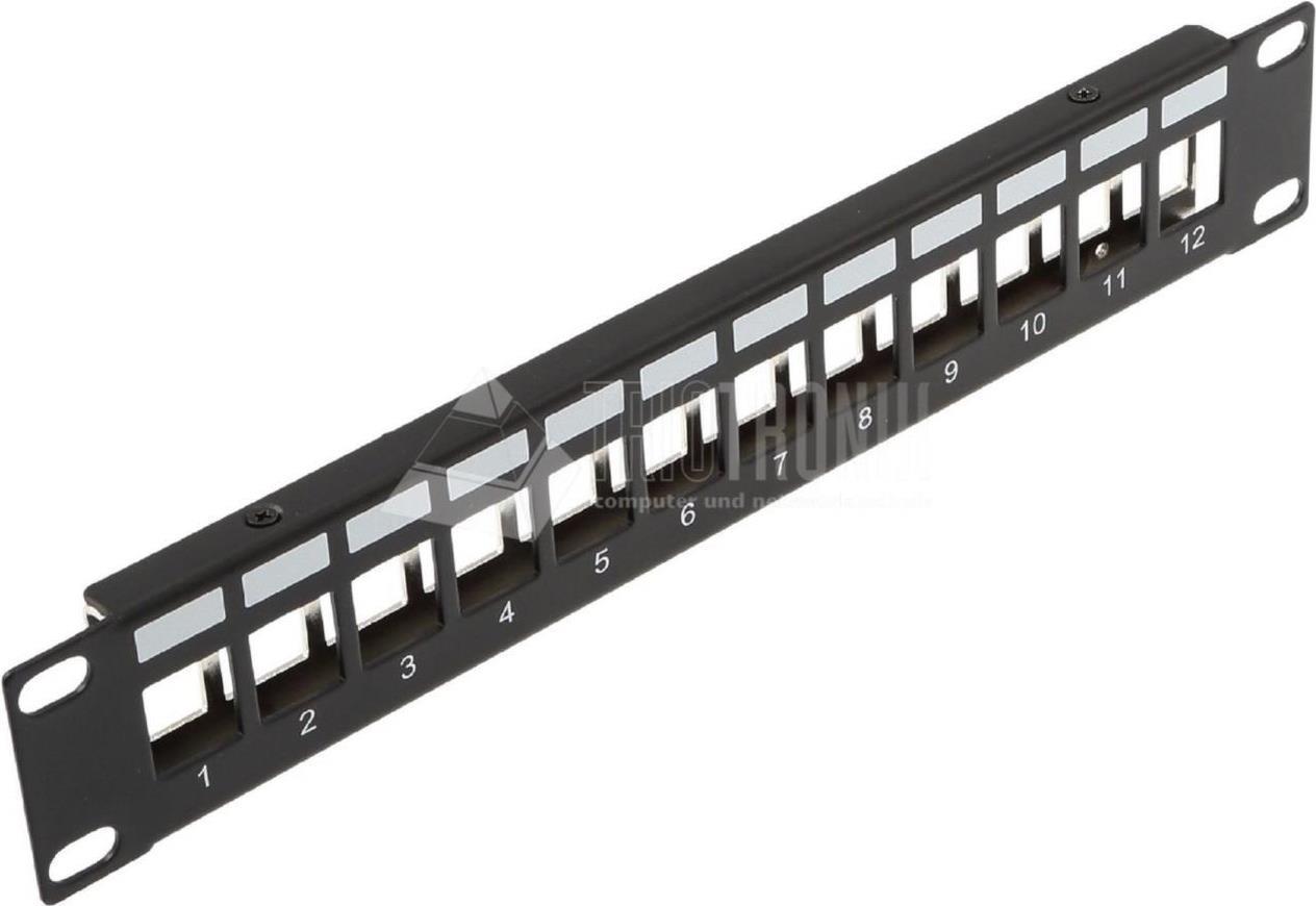 Wirewin 12-Port Keystone Modul-Leerpanel, 10\", schwarz, geschirmt Keystone System (TKS PANEL 12 BLACK)