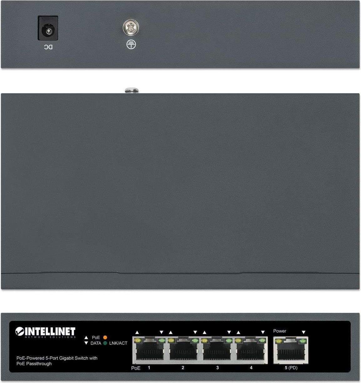 Intellinet Switch 4 x 10/100/1000 (PoE+) + 1 x 10/100/1000 (PoE Durchführung) (561808)