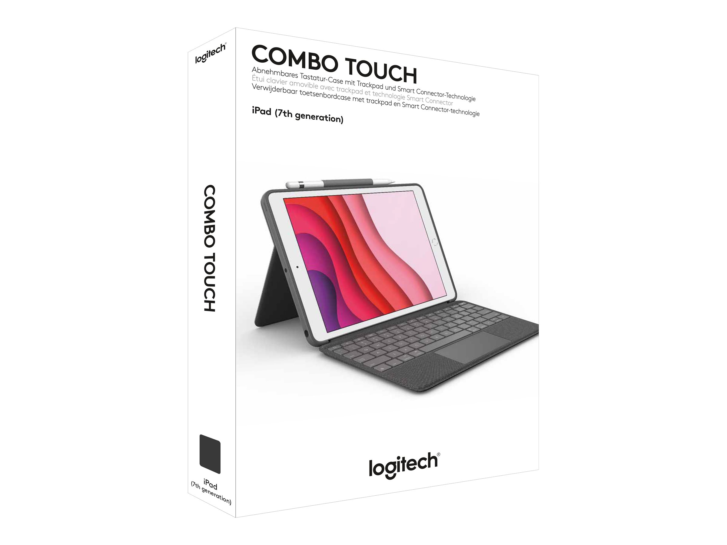 Logitech Combo Touch Tastatur und Foliohülle mit Trackpad QWERTZ Smart Connector für 10.2" iPad Graphite