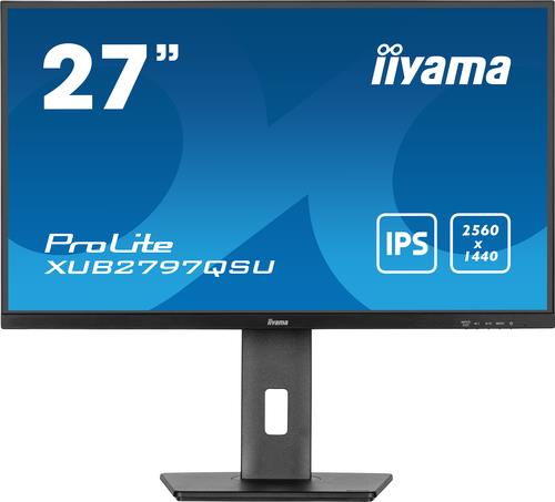 iiyama ProLite XUB2797QSU-B1 27" WQHD IPS Display schwarz 68.5cm (27"), 2560 x 1440 IPS 100Hz, 1ms, HDMI, DisplayPort, Lautsprecher 2x 2W, VESA 100 x 100, höhenverstellbar, neigbar, Pivot, drehbar, EEK: E (22kWh/1000h, 69cm), 2x USB3.2 Gen1 Hub (XUB2797QSU-B1)