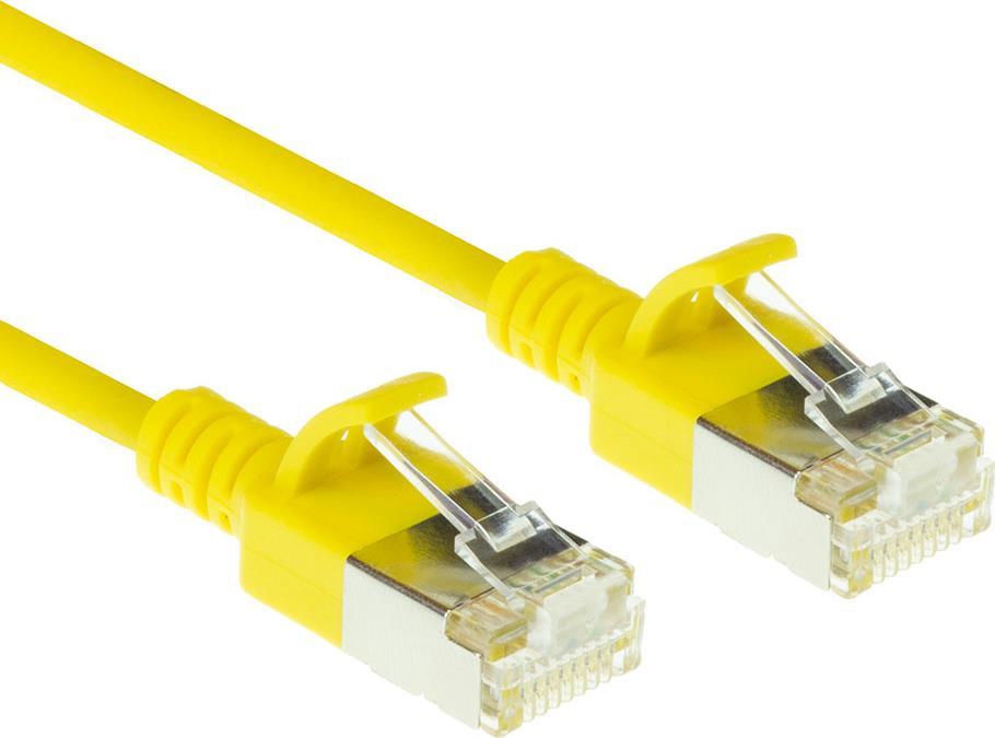 ACT Yellow 1 meter LSZH U/FTP CAT6A datacenter slimline patch cable snagless with RJ45 connectors (DC7801)