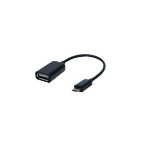 USB-OTG (On-the-go) Adapterkabel, Micro-USB-Stecker Typ B auf USB-Buchse Typ A 2.0, schwarz, 0,1m, Good Connections®