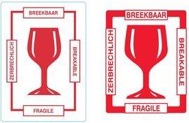 rillprint Hinweisetiketten "BREAKABLE" permanent klebend, Farbe: weiß / rot, - 1 Stück (76160)