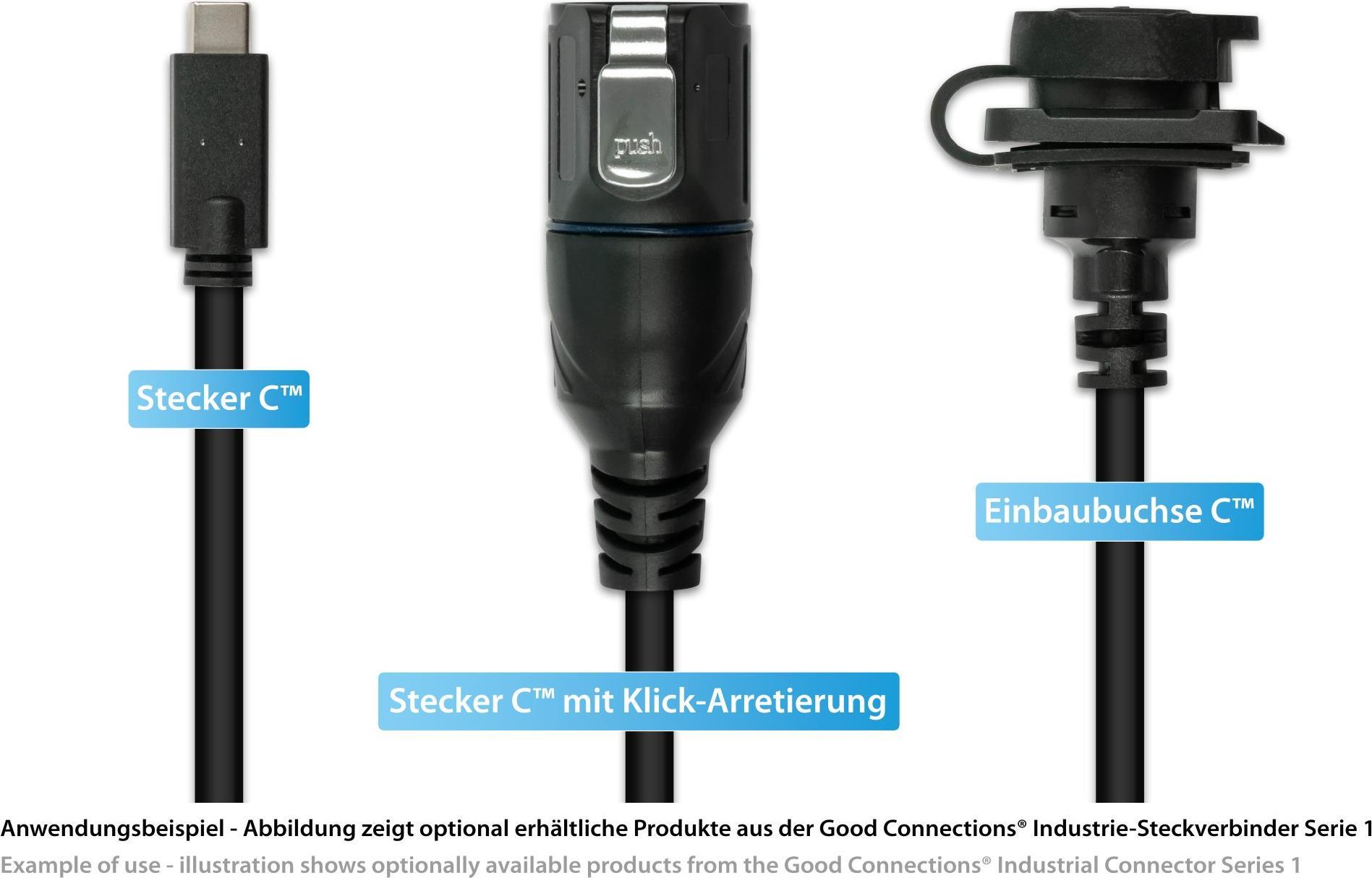 Industrie-Steckverbinder S1 - USB 3.2 Gen. 2 Kabel, Stecker Câ„¢ mit Klick-Arretierung an Stecker Câ„¢ (IC01-16U3101-005)