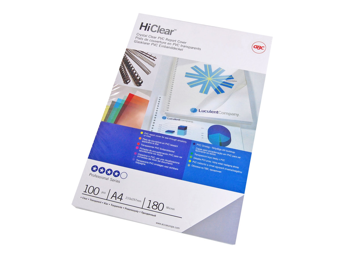 GBC HiClear Einbanddeckel DIN A4 PVC 0,25 mm 50 Stück Klar