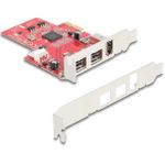 Delock PCI Express x1 Karte zu 2 x extern FireWire B+ 1 A - Low Profile (90738)