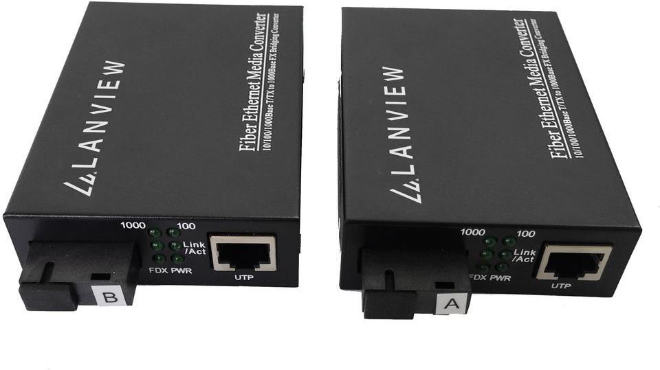 Lanview Pair of 10/100/1000Base-T RJ45 to 1000Base-X SC - 1 Gbps (LVN-MED-SC-1000BASE-X-2)