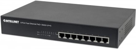 INTELLINET 8-Port Fast Ethernet PoE+ Switch 4 x PoE IEEE 802.3at/af Power-over-Ethernet Ports 4 x Standard RJ45-Ports Endspan (561075)