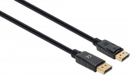 MANHATTAN 8K@60Hz DisplayPort 1.4 Kabel DisplayPort-Stecker auf DisplayPort-Stecker, 1 m, unterstützt 4K@120Hz, HDR, vergoldete Kontakte, Rastnase und PVC-Ummantelung, schwarz (355568)