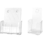 deflecto Prospekthalter, schräg, 1/3 DIN A4 hoch, glasklar aus Polystyrol, freistehender Tischständer mit hoher - 1 Stück (LHPT411)