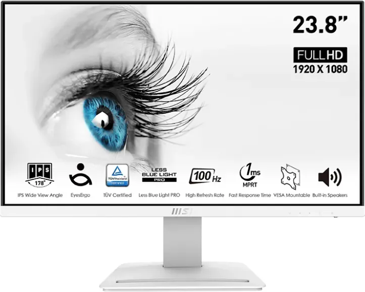 MSI MP243XWDE 60,96cm (24") LED-Monitor IPS FHD PRO HDMI/DP 4ms weiß [Energieklasse E] (9S6-3PB5CH-079)