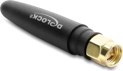 Delock LTE Antenne SMA Stecker 1,82 dBi omnidirektional starr schwarz (90694)