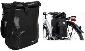 FISCHER Fahrrad-Gepäckträgertasche Kurier, schwarz aus strapazierfähiger, wasserundurchlässiger Tarpaulin - 1 Stück (50645)