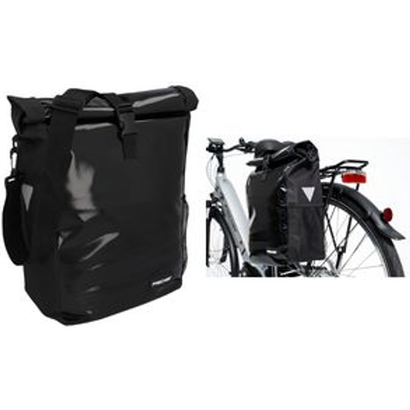 FISCHER Fahrrad-Gepäckträgertasche Kurier, schwarz aus strapazierfähiger,  wasserundurchlässiger Tarpaulin 50645