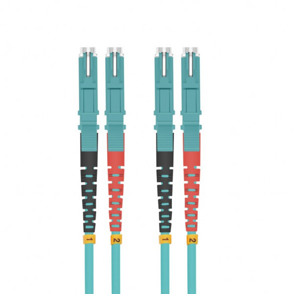 Helos Patch-Kabel E2000 Multi-Mode zu E2000 Multi-Mode 3 m OM3 Glasfaser Aquamarin, Blau