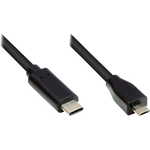 Anschlusskabel USB 2.0, USB-C™ Stecker an USB 2.0 Micro B Stecker, CU, schwarz, 0,5m, Good Connections® (GC-M0121)