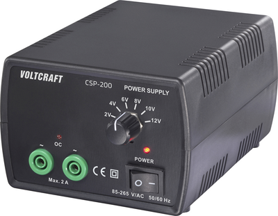 VOLTCRAFT CSP-200 Labornetzgerät, einstellbar Wechselspannung 2 V, 4 V, 6 V, 8 V, 10 V, 12 V 2 A (max.) 24 W Anzahl Ausgänge 1 x (VC-17193950)