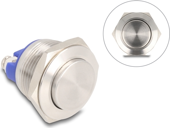 Delock Drucktaster zum Einbau 19mm 2 x Schraubklemme Taster hoch (22042)