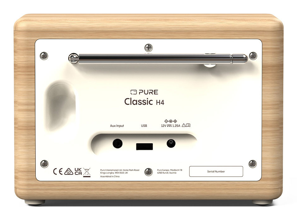 Pure Classic H4 Tragbares DAB+/FM-Radio 10 W Cotton White, Oak