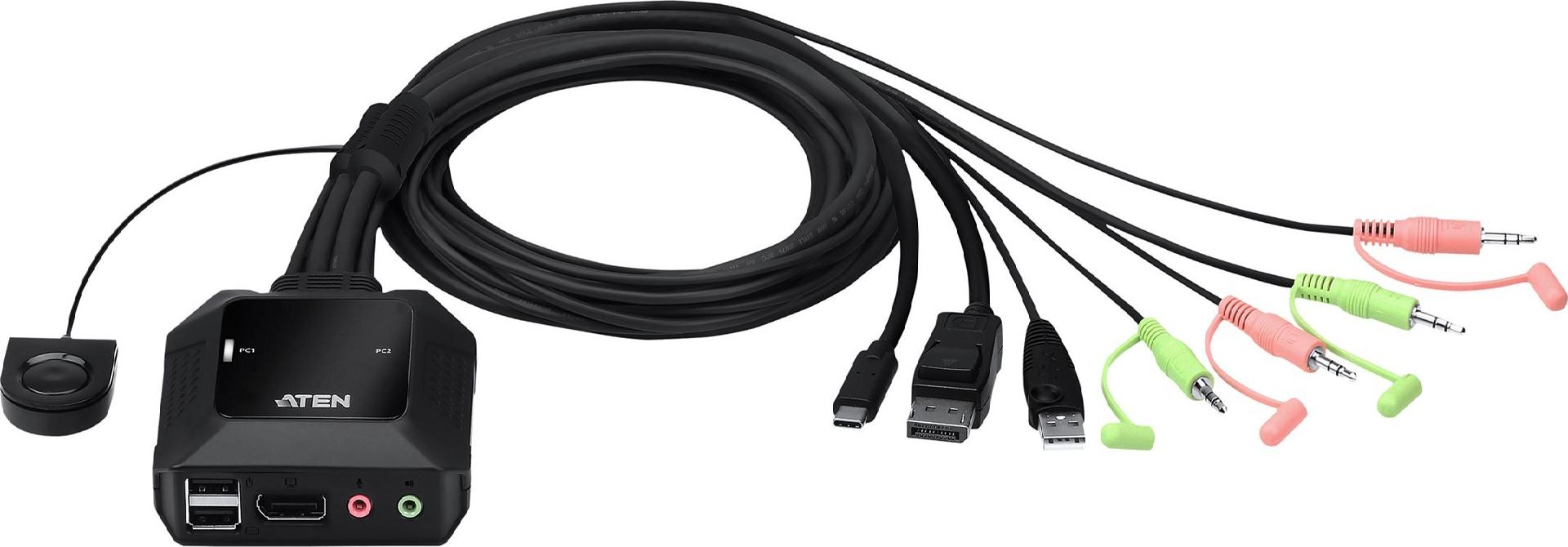 ATEN CS52DP KVM-Switch 2-Port USB-C DisplayPort 4096 x 2160 Schwarz