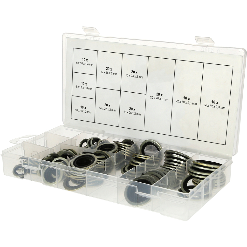 KS TOOLS Verbund-Dichtringe Sortiment Ø 6–24 mm, 150-teilig, 970.0760