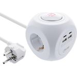 InLine® Charging Cube, 3x Schutzkontakt, 2x USB-C, 2x USB-A, weiß, 2m (16499A)