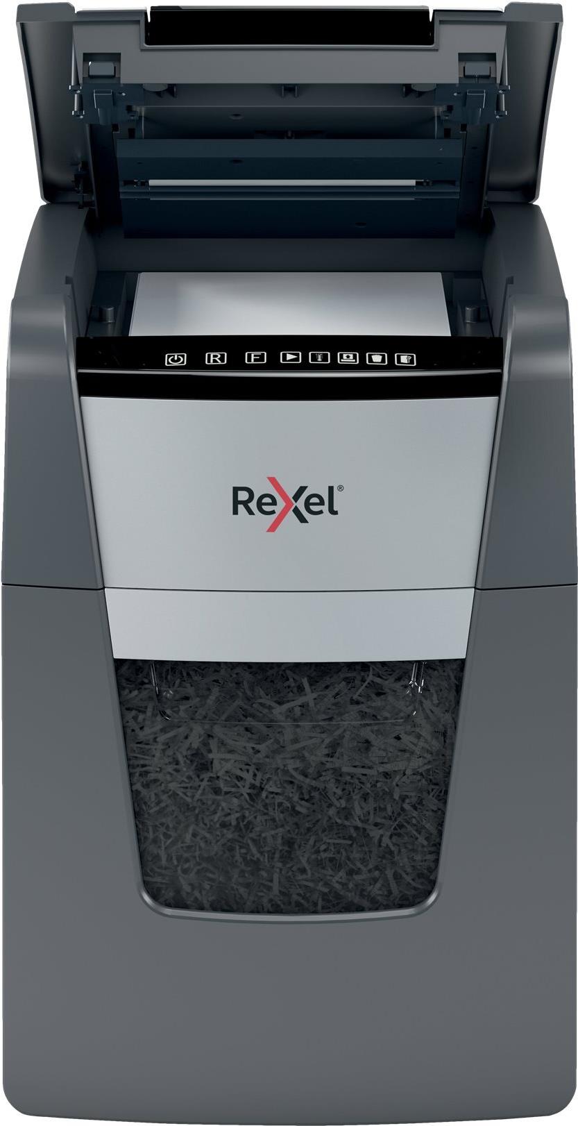 Rexel Optimum AutoFeed+ 100M Aktenvernichter P-5 Mikroschnitt 34 L Schwarz, Grau