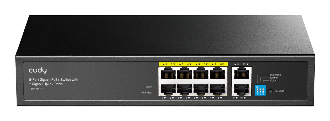 Cudy GS1010PE Gigabit Ethernet Switch 8 Ports PoE+ Schwarz