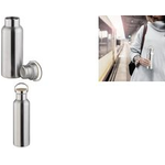 APS Trinkflasche, aus mattiertem Edelstahl, 0,5 Liter Schraubverschluss mit Bügelgriff und Holzdeckel (Bambus), - 1 Stück (66905)