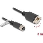 Delock M12 Kabel A-kodiert 8 Pin Buchse zu RJ45 zum Einbau Cat.5e FTP 3 m (80438)