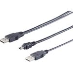 USB Kabel mini B -> 2x A St/St 1.00m sw Y-Kabel