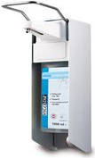 HYGOSTAR Wandspender, weiß, für 1.000 ml Flaschen Eurospender für Desinfektionsflaschen, aus Aluminium und - 1 Stück (88843)