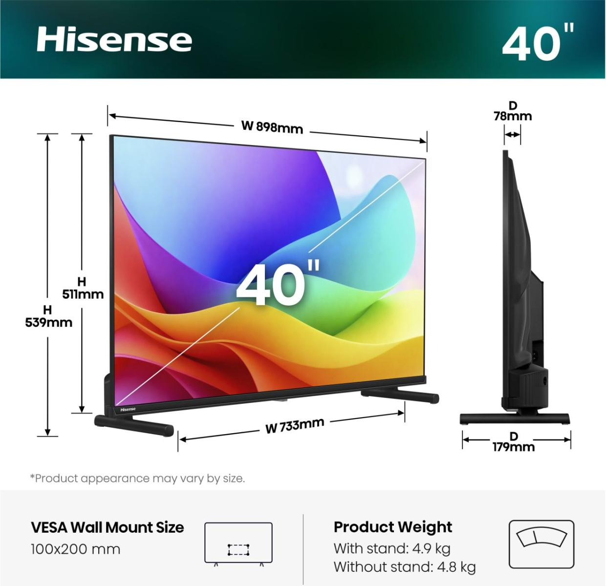 Hisense 40A59S 40" FHD Smart TV Schwarz