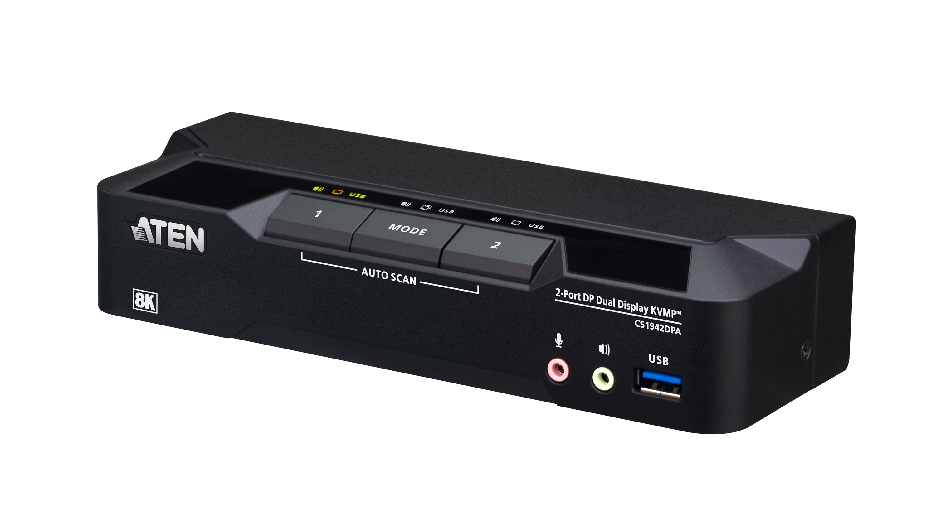 ATEN CS1942DPA KVMP-Switch 2-Port Dual-Display DisplayPort USB 3.0 8K Schwarz